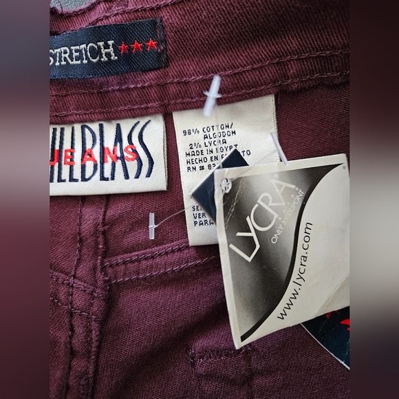 Vintage - NWT - Bill Blass Burgundy Cotton Stretch Jeans - Size 16 - Picture 5 of 5